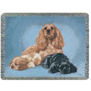 Cocker Spaniel Family Cotton Tapestry Throw Blanket 48”x63”